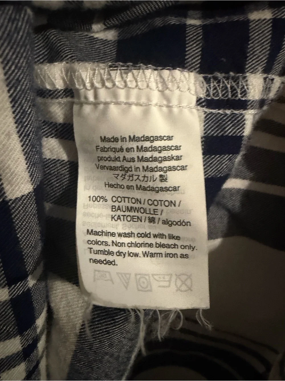 J.Crew Mercantile 100% Cotton Navy & White Plaid Flannel Tie-Waist Shirt Dress